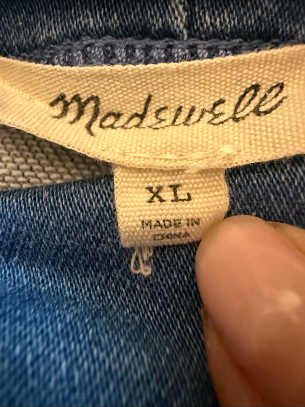 Madewell Denim Sweatshirt Tunic Dress Chambray Drawstring Mock Neck XL - Picture 7 of 10